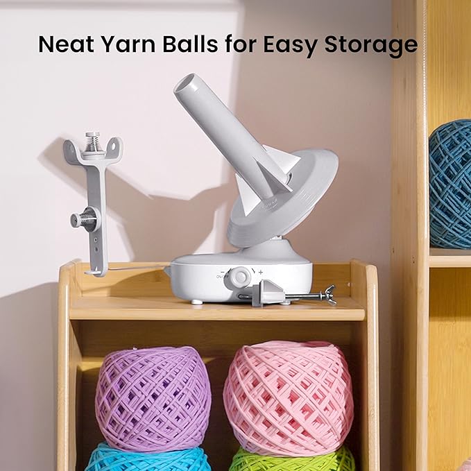 Electric Yarn Winder for Crocheting, Upgrade Dual-Spring Tension 10oz Large Capacity, Stepless Speed Automatic Yarn Winder Wool Spinner Roller for Crochet Lovers(Gray)
