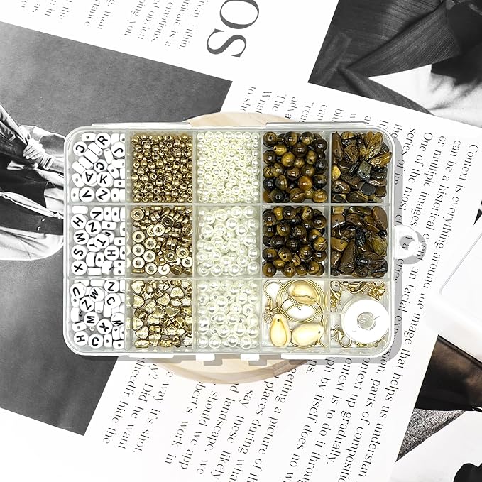 Basigeese Jewelry Making Supplies Kit Natural Stone Beads Irregular Gemstone Beading with for DIY Craft Bracelet Necklace Earrings for Adults (Yellow Tiger Eye)