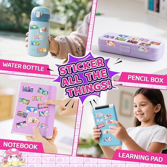 plunack 960pcs waterproof & wearable & shareable sticker for kids, bracelet with sticker collection book, fun craft stickers for girls birthday gift, jewelry making bracelets kit for ages 5 6 7 8