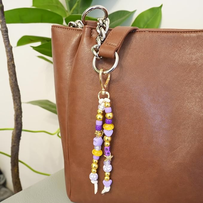 ovokuku 553Pcs DIY Beaded Keychain Making Kit, Bag Charms Craft Supplies, Great for Gifts