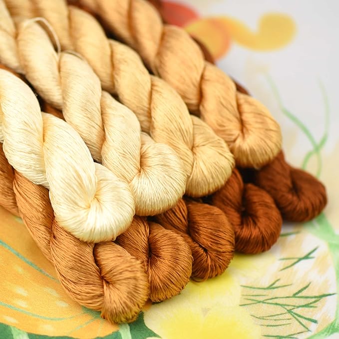 Natural 100% Silk Thread, Handmade Embroidery Thread Silk Floss 9 Colors 110m Each (58)