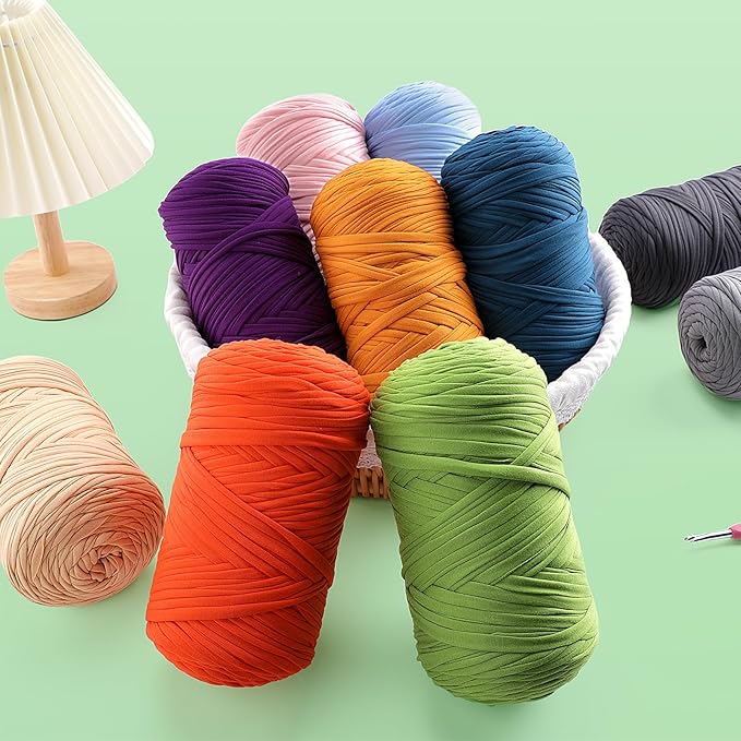 2 Pack T-Shirt Yarn for Crochet - 800 g/260 yds Elastic Fabric T-Shirt Yarn with 1 Crochet Hook (Violet)