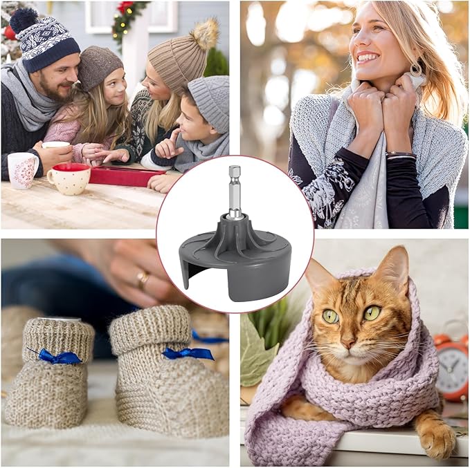 Knitting Machine Adapter, Quick Knit Replaceable Crochet Machine Adapter with Hex Bit Power Screwdriver, Compatible with 22/40/48 Knitting Machines Universal Accessories, Beginners DIY Hats, Socks