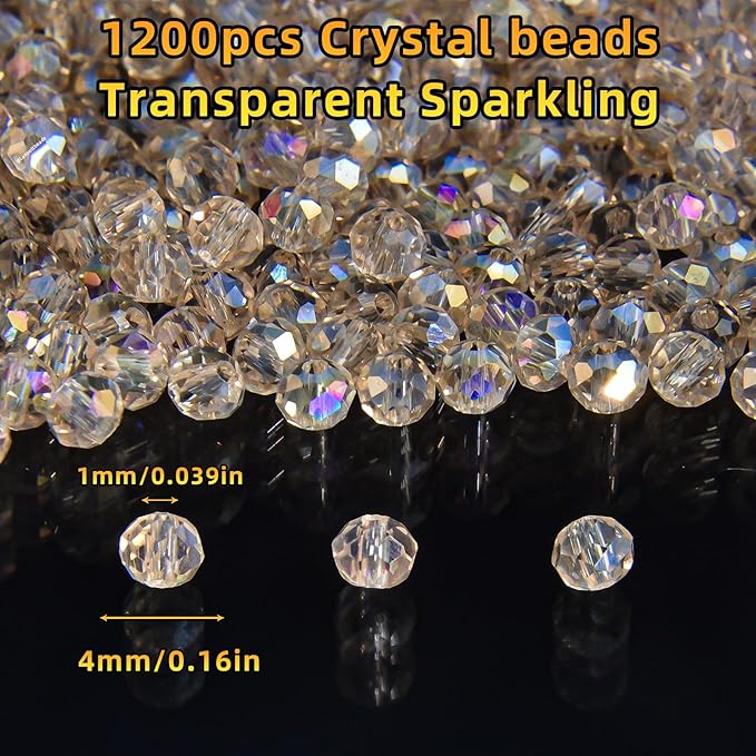 laopottbeads 1200pcs 4mm 4 for jewelry making beads for bracelets necklace pendants making supplies(silver champagne)