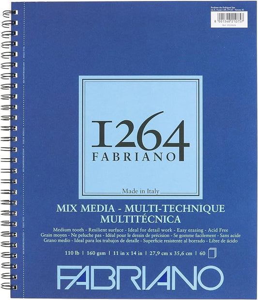 Fabriano 1264 Mixed Media Pad, 11" x 14", 110 lb.