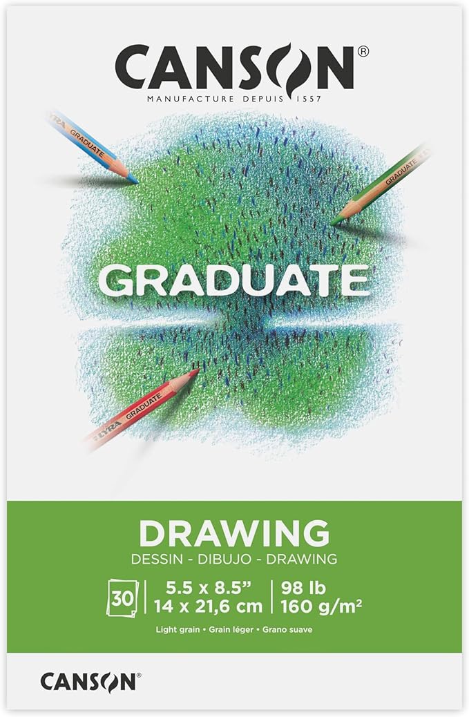 Canson Graduate Drawing Pad, Foldover, 5.5x8.5 inch, 30 Sheets | Artist Paper for Adults and Students - Drawing, Sketching and Art Journaling