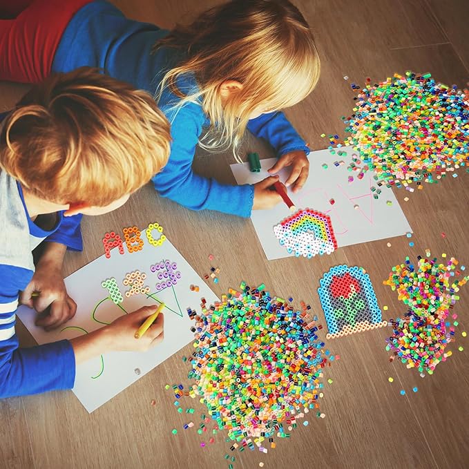 Libima 28000 Pcs 56 Colors Fuse Beads Bulk for Kids Art and Crafts Assorted Iron Beads Set Multicolored for Birthday Gift Bracelet Making Accessories (5mm)