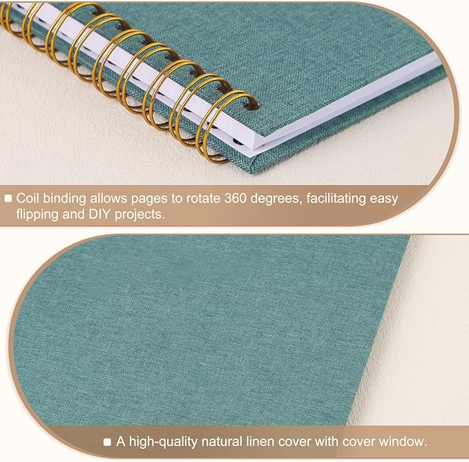 Scrapbook Photo Album 10x10 Inches 40 Pages Hardcover Kraft Paper Linen Cover Scrap Book Memory Book DIY Scrapbook Albums for Wedding Baby Boyfriend Travel Anniversary Family, Green