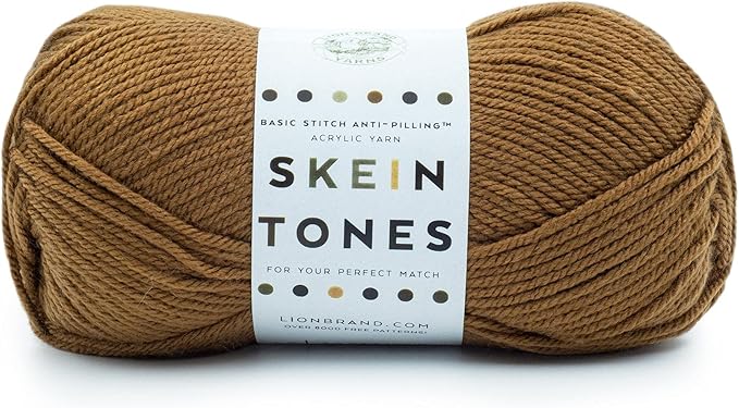Lion Brand Yarn Basic Stitch Anti-Pilling Yarn for Crocheting, Knitting, and Crafts, Nutmeg, 1 Pack