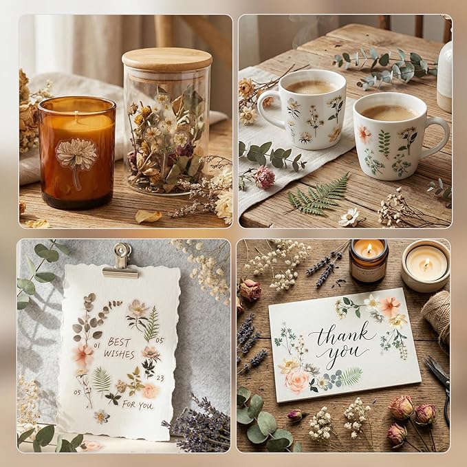 85 Pieces Natural Scrapbooking Stickers, Self-Adhesive Daisy Camellia Stickers Flower Sticker for Scrapbooking Supplies Planners Journal