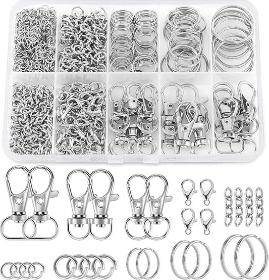 523PCS Keychain Making Kit, Keychain Making Supplies Including Keychains Clips Hooks, Key Chain Rings, Lobster Claw Clasps and Jump Rings for Jewelry Making Supplies, Crafts