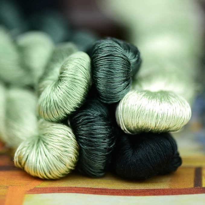 Natural 100% Silk Thread, Handmade Embroidery Thread Silk Floss 9 Colors 110m Each (43)