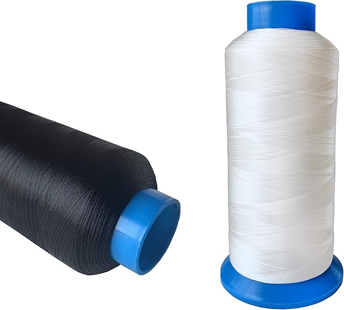 HimaPro Set of 2 Huge Black&White Spools Bobbin Thread for Embroidery Machine and Sewing Machine - 5500 Yards (5000 Meters) Each - 100% Polyester - Black & White