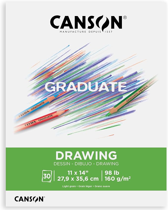Canson Graduate Drawing Pad, Foldover, 11x14 inch, 30 Sheets | Artist Paper for Adults and Students - Drawing, Sketching and Art Journaling