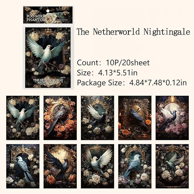 80 Sheets Gothic Scrapbook Paper for Scrapbook Kit, Vintage Ephemera for Junk Journals, Mirror Decoupage Paper for Journaling Supplies, Dark Academia Wall Decor Room for Home Decorations