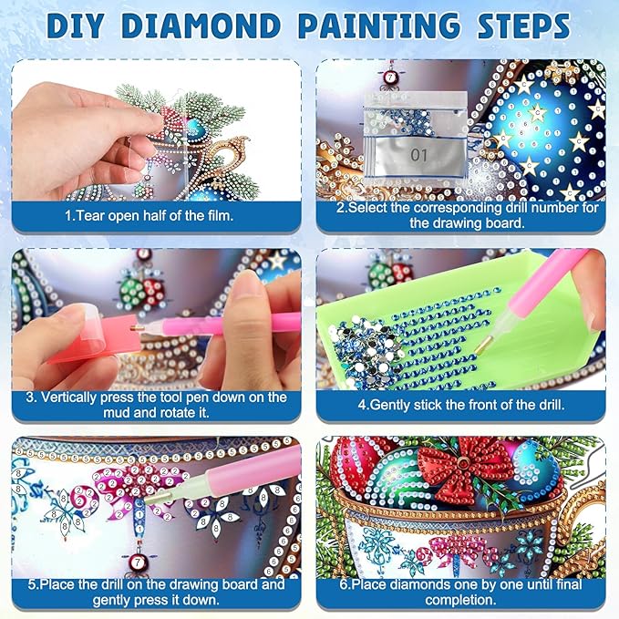 DOMROM Coloured Balls Diamond Art Hanging Kits for Adults Beginners, Christmas Special Shaped Crystal Diamond Painting Ball Pendant, DIY Diamond Art Suncatchers for Home Garden Wall Decor Gift