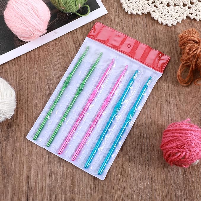 6 Pcs Crochet Hooks 4 mm 4.5 mm 5 mm Knitting Needles Craft Yarn Aluminum Crochet Needles for Beginners, US Size 6/7/8 (US G/7/H)