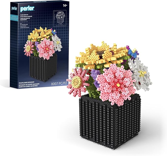 Perler 80-57239 Wildflower Bouquet 3D Fused Bead Craft Activity Kit, Multicolor, 8007 Pieces