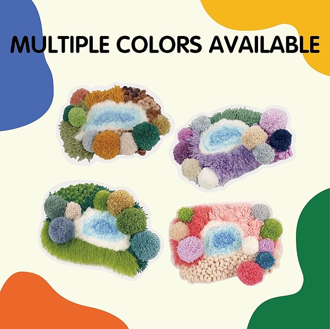 ChillFuzz Latch Hook Kits for Adults - Kids Crochet Kit for Beginners Arts and Craft Kit Moss Rug Coaster Purple Aurora