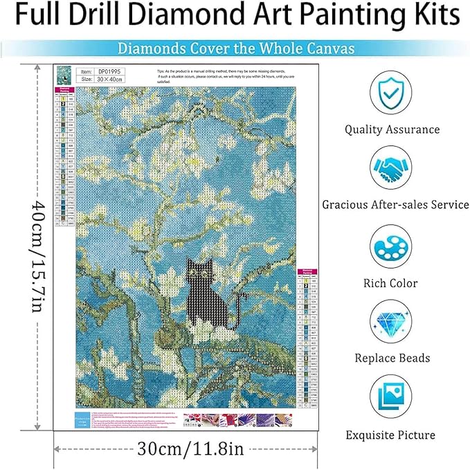 ARPADAMO Diamond Art Kits for Adults,5D Black Cat Diamond Painting DIY Animal Diamond Art Diamond Painting Kits for Adult,Round Full Drill Diamonds, Diamond Art Kits for Home Decor-12x16inch