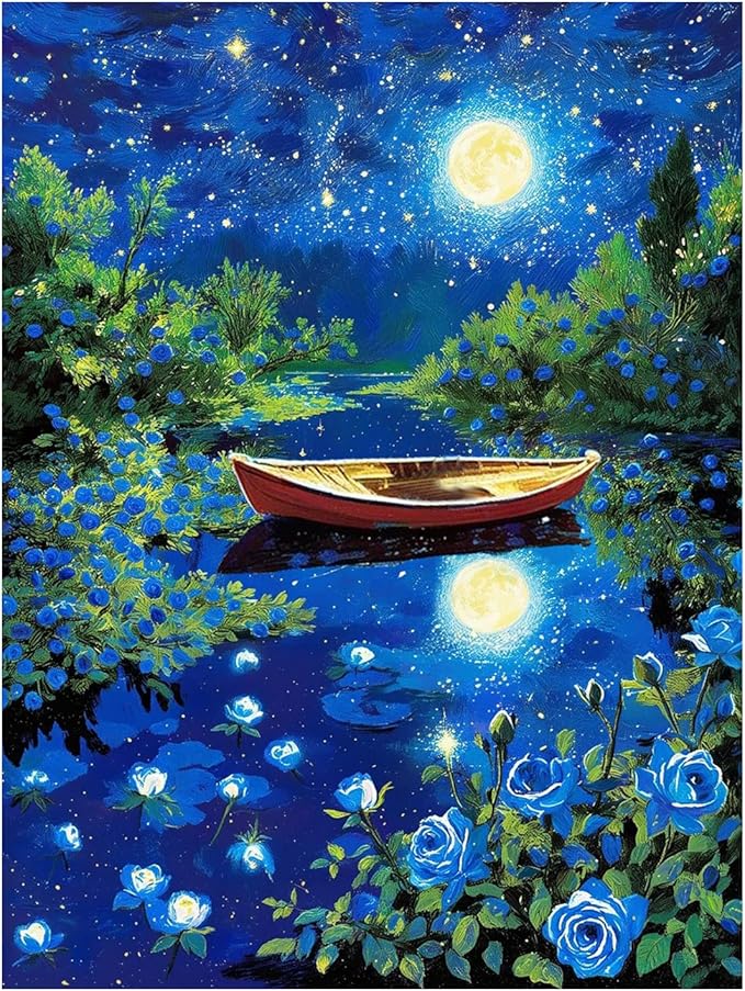 DOTZSO Landscape Diamond Painting Kits for Adults, Easy DIY 5D Round Full Drill Diamond Art kit Diamond Dot Crystal Gem Art and Craft for Beginners Home Wall Decor 12x16 Inches