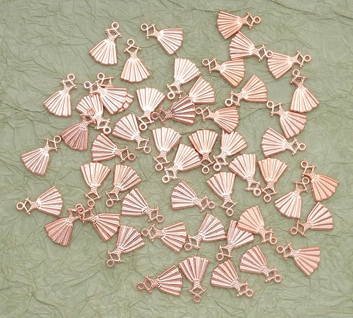50 Pcs Mini Dress Charms 2 x 1.3 cm Metal Cute Pendants Accessories for Jewelry Making Finding Kits Earring Bookmark Scrapbooking Decoration Supplies