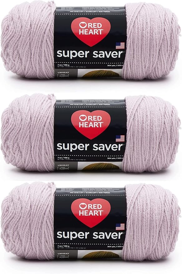 Red Heart Super Saver Pale Plum Yarn - 3 Pack of 7oz/198g - Acrylic - 4 Medium (Worsted) - 364 Yards - Knitting/Crochet