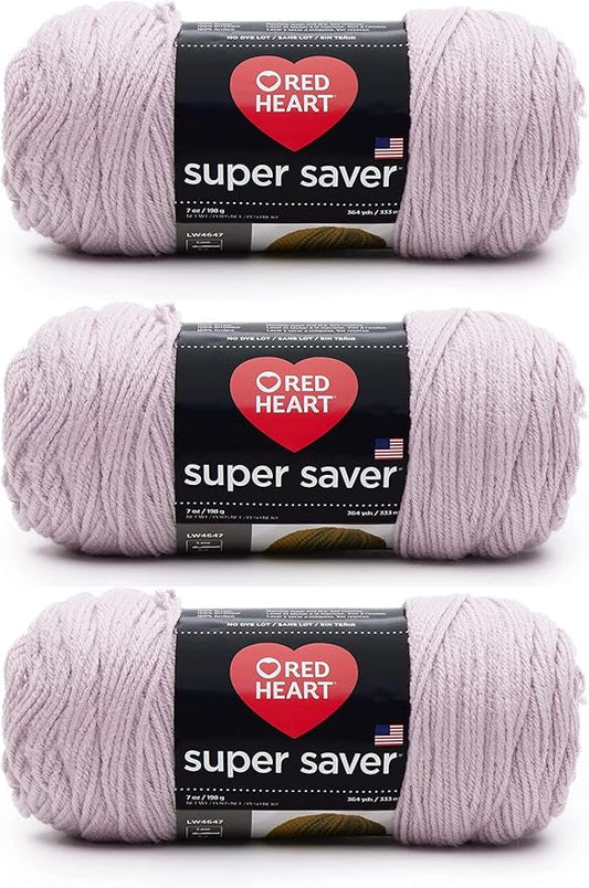 Red Heart Super Saver Pale Plum Yarn - 3 Pack of 7oz/198g - Acrylic - 4 Medium (Worsted) - 364 Yards - Knitting/Crochet