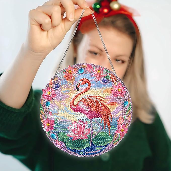 Hanging Diamond Art Kits for Adults Bird – 8x8 Inch Double-Sided Acrylic Board DIY Crystal Diamond Suncatcher Pendant, Sparkling Home Wall or Window Decoration Handmade Gift