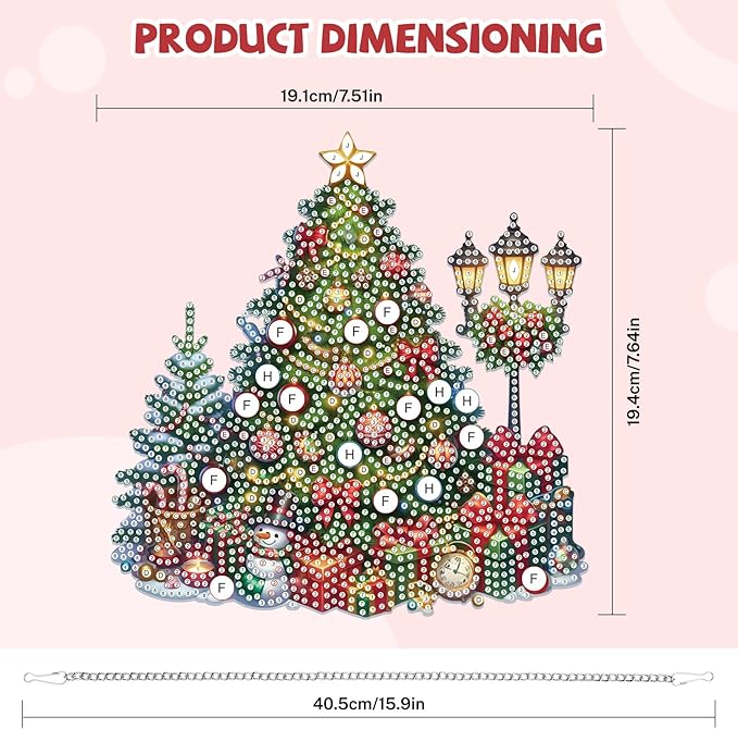 Bowetile Christmas Diamond Art Hanging Kits for Adults, Diamond Art Suncatchers Christmas Tree, 5D Special Shape Diamond Painting Pendant Window Ornament Christmas Gifts for Home Door Wall Decor