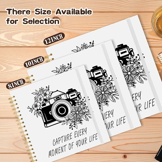 Scrapbook Album 8x8 inch, Travelling Journal Scrap Book Family Scrapbook Scrapbooking Supplies Kits Gift for Couples Anniversary Wedding (white, 8 x 8 inch)