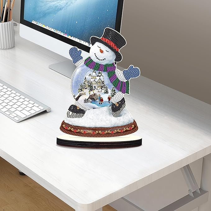MVVMTOP Christmas Diamond Art Tabletop Decoration, DIY Snowman, Diamond Art 5D Special Shape Crystal Diamond Partial Diamond Art Painting Mosaic Handicraft, Home Office Tabletop Decor Gift