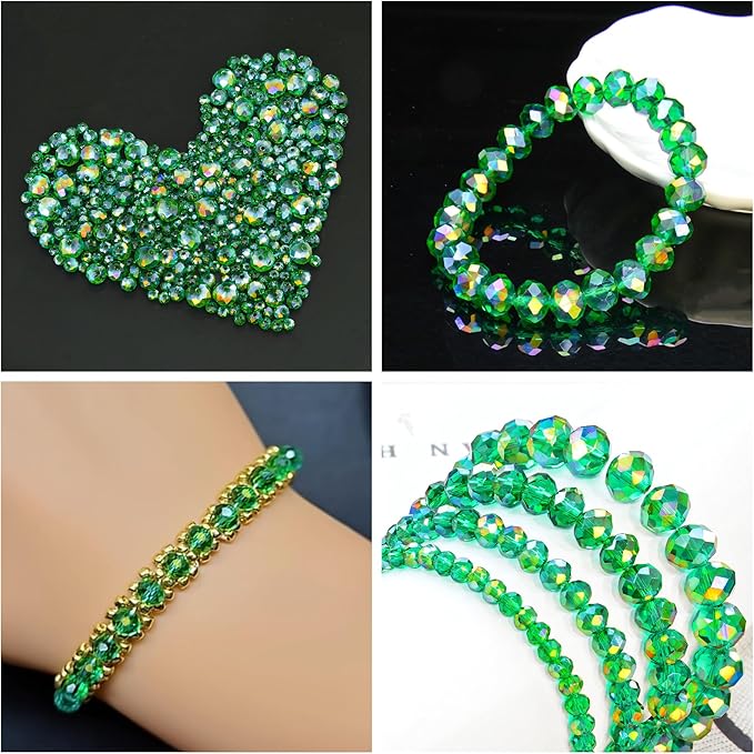 laopottbeads 800pcs 4/6/8/10mm crystal glass beads for jewelry making beads for bracelets necklace pendants making supplies(malachite green)