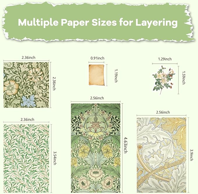 Gemmapylor 440PCS Vintage Scrapbook Paper,Junk Journal Ephemera Kit with 360 Decorative Papers & 80 Vintage Stickers, Aesthetic Journaling Supplies for Scrapbooking, Planner, DIY Crafts