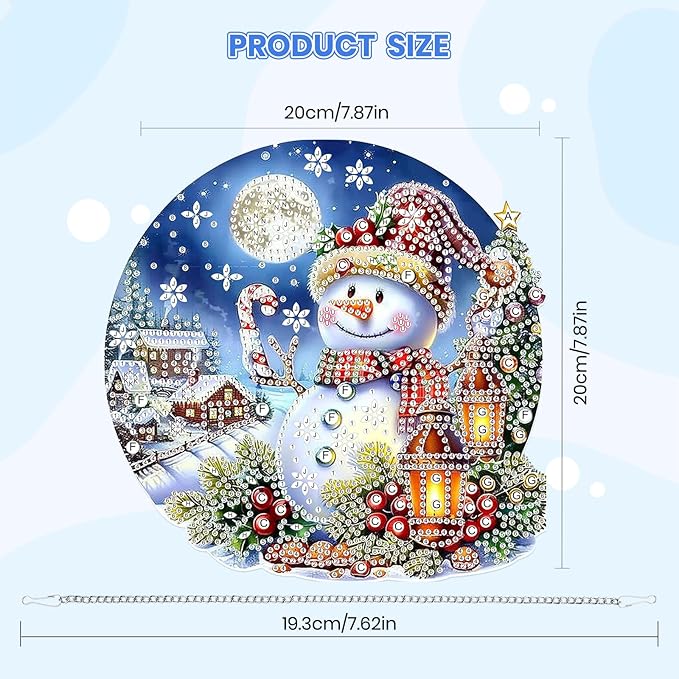 MOGTAA Christmas Diamond Art Hanging Kits for Adults Kids, Christmas Snowman Diamond Art Suncatchers, 5D Special Shape Landscape Diamond Painting Window Pendant Kit for Home Garden Wall Decor