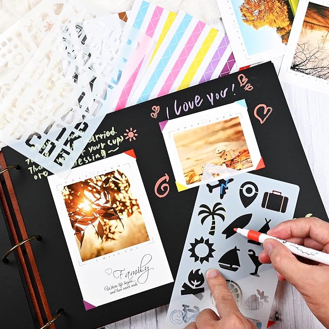 Giiffu Wooden Family Scrapbook Album, DIY Photo Memory Book with Family Tree Design, 100 Pages Personalized Scrapbooking Album, Gift for Mother’s Day, Baby Shower & Family Keepsake