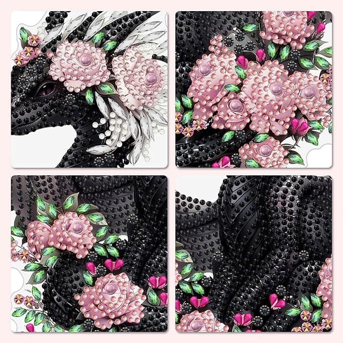 MXJSUA Rose Dragon Diamond Art Hanging Kits for Adults Beginners, DIY Acrylic Special Shaped Crystal Diamond Gem Drills Pendant Art Painting Ornament for Home Wall Decor Gift