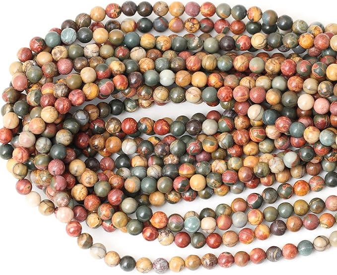 cheavian 60pcs 6mm natural picasso jasper gemstone round loose beads for jewelry making 1 strand 15"