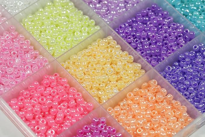 Size 3mm Glass Seed Beads 24 Ceylon Colors Total About 7200pcs,8/0 Seed Beads for Jewelry Making