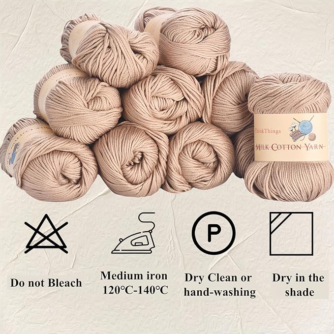 Yarn for Crocheting Bulk - 10Balls 17.6OZ Pack Acrylic Khaki Yarns Large - DIY Weaving & Knitting Tool Thread for Beginners