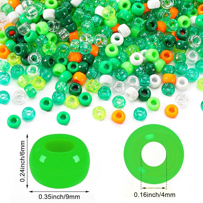UPINS 1200Pcs St. Patrick's Day Pony Beads,Green Glitter Irish Colored Beads Bulk for Jewelry Making Bracelets Necklace DIY Crafts Supplies (10 Colors)