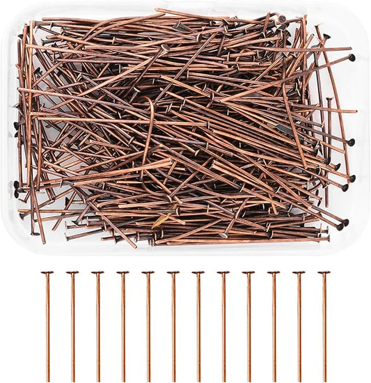 Mandala Crafts 1.5 Inch Antique Copper Flat Head Pins for Jewelry Making Earring Making Supplies – 300 PCs Jewelry Findings for Making Earring DIY Bracelets Rosary Charms