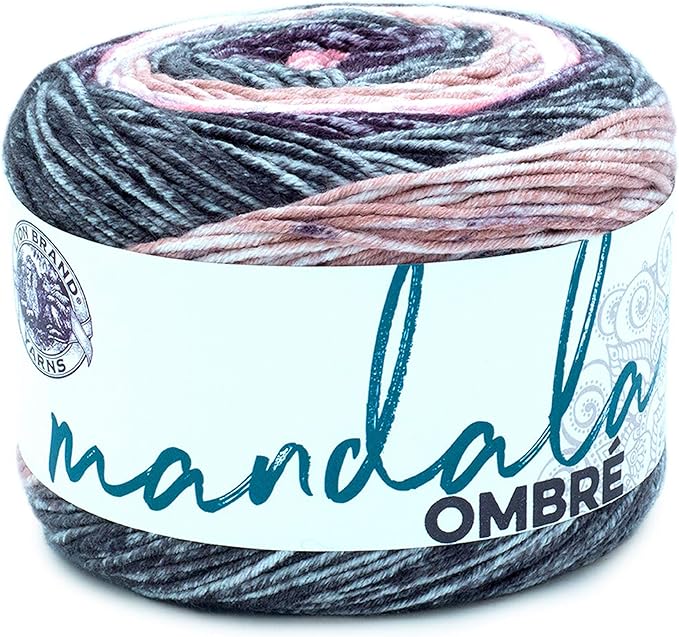 Lion Brand Yarn, Mandala Ombré Variegated Yarn for Crocheting, Knitting, and Crafts, Felicity, 1 Pack, Soft, Acrylic Fiber for Cozy Blankets, Worsted Weight Sweaters and Colorful Shawls