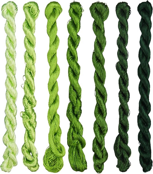 Natural Silk Thread – 7 Colors, 110m Each, Handmade Silk Embroidery Floss for Hand Embroidery, Cross-Stitch, Needlework Projects(04)
