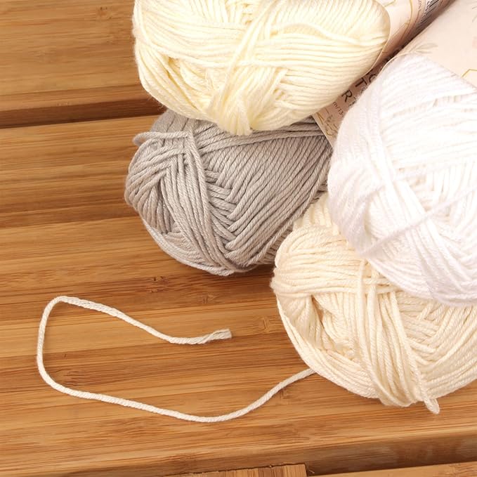 JubileeYarn Bamboo Cotton Sport Yarn - 50g/Skein - Shades of White - 4 Skeins