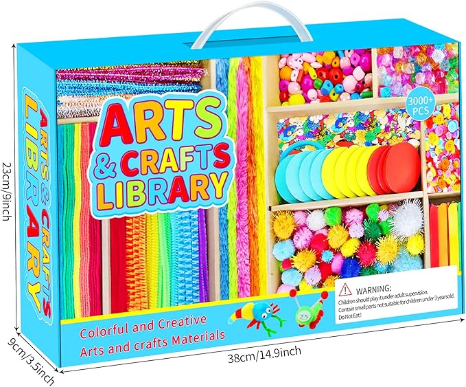 Itopstar Crafts for Kids -3000pcs+ Art Supplies Kids Art Supplies Great for School, Homeschool and Kindergarten DIY Crafting Projects-Giant Craft Box for Supplies