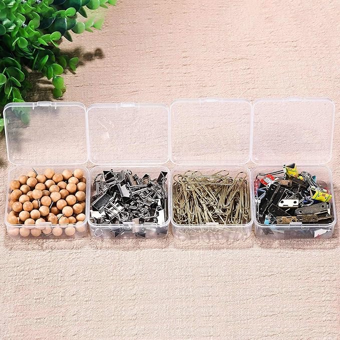 SATINIOR 12 Pack Beads Organizer Box Clear Plastic Beads Storage Containers Box with Hinged Lid for Bracelet Making DIY Jewelry Craft Nail (3.70 x 3.70 x 1.18 Inch)