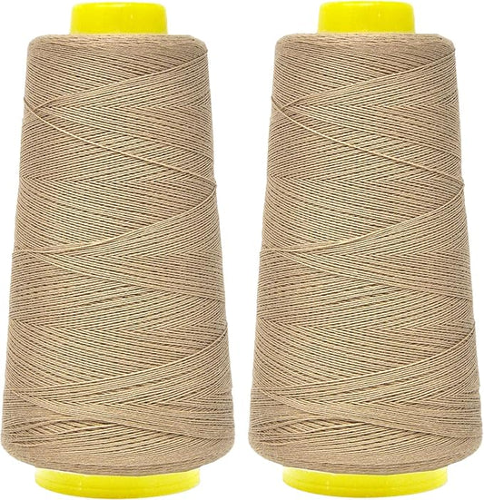 Mandala Crafts Beige Thread Cones for Machine and Hand Quilting - 2400 Yds 50 WT Multiple Purpose Mercerized 100% Cotton Threads for Sewing Machine Serger Embroidery