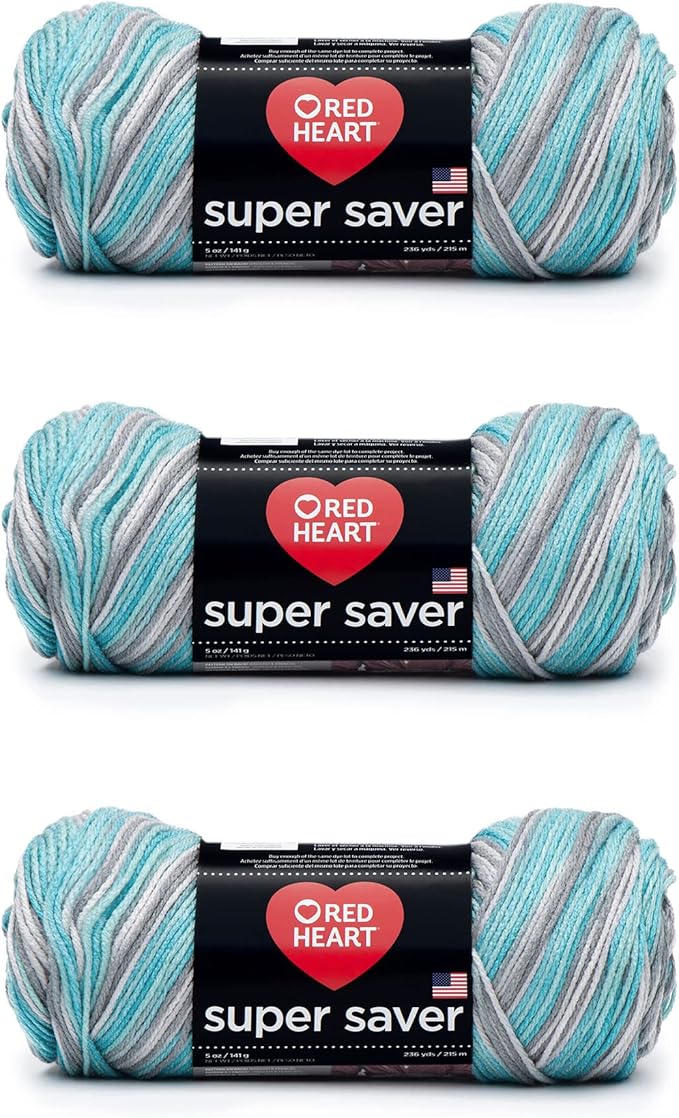 Red Heart Super Saver Yarn, 3 Pack, Icelandic Mix 3 Count