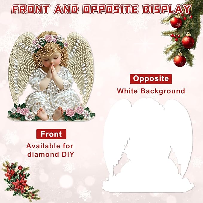 KEYIFA Diamond Painting Kit, DIY Little Angel Diamond Art for Adults, Diamonds Painting Pendant Special Shaped Rhinestone Window Hanging Ornaments Home Garden Wall Door Decoration, 20cm Width
